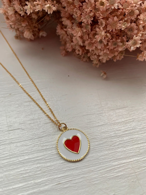 Heartthrob Gold Plated Red Heart Charm Necklace