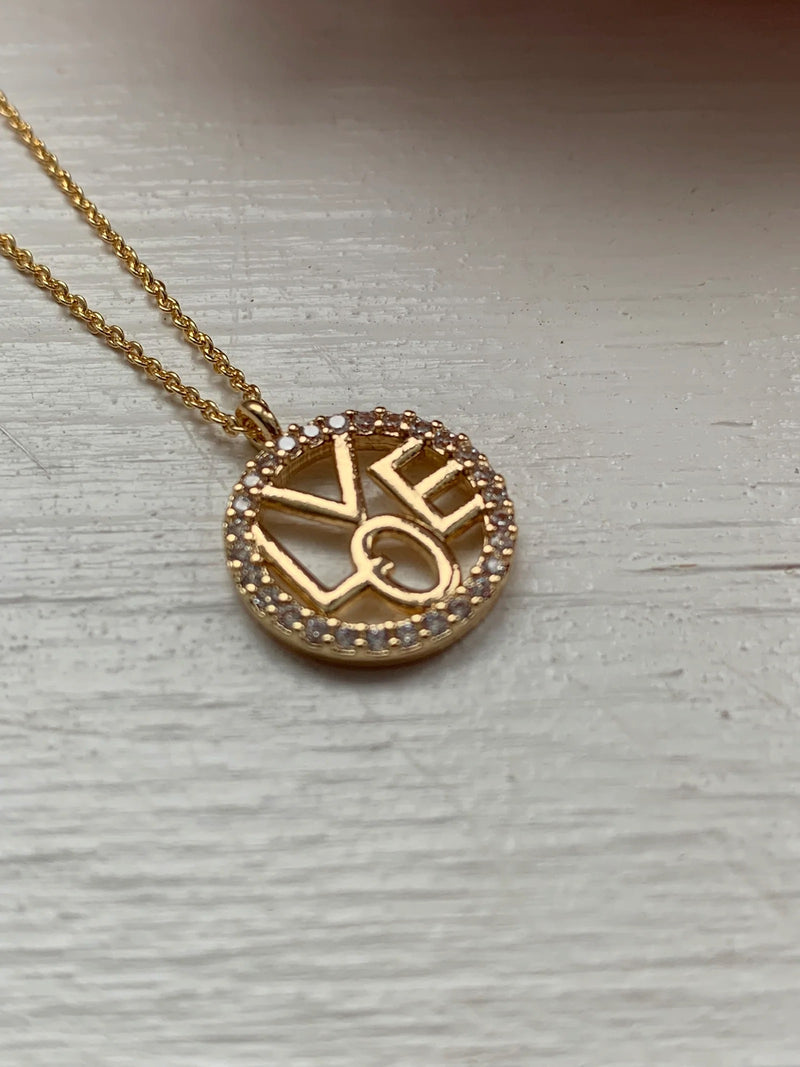 Love Gold Plated Charm Necklace