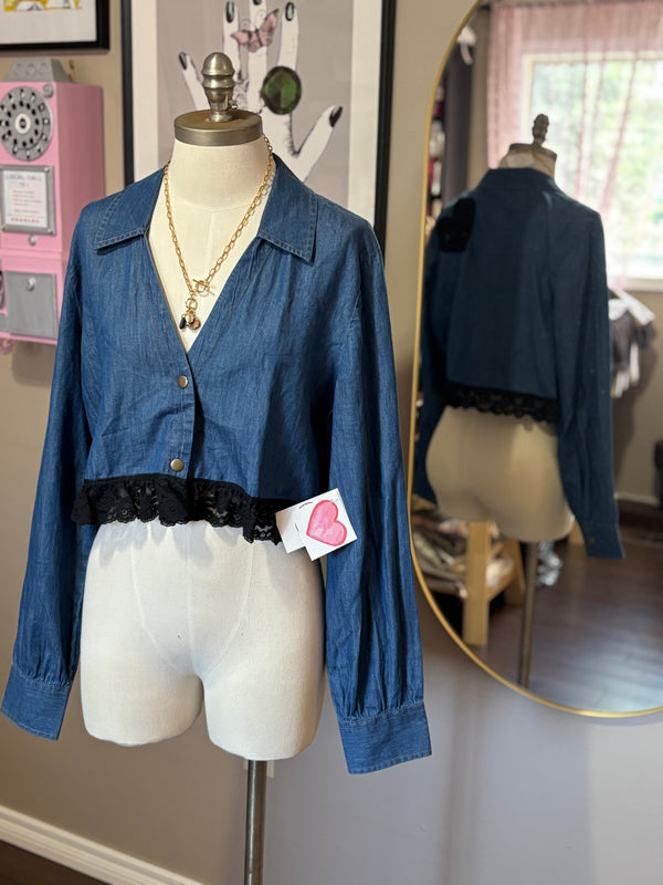 Cropped Jean Snap Top- Reimagined Collection & Heartfelt Collection