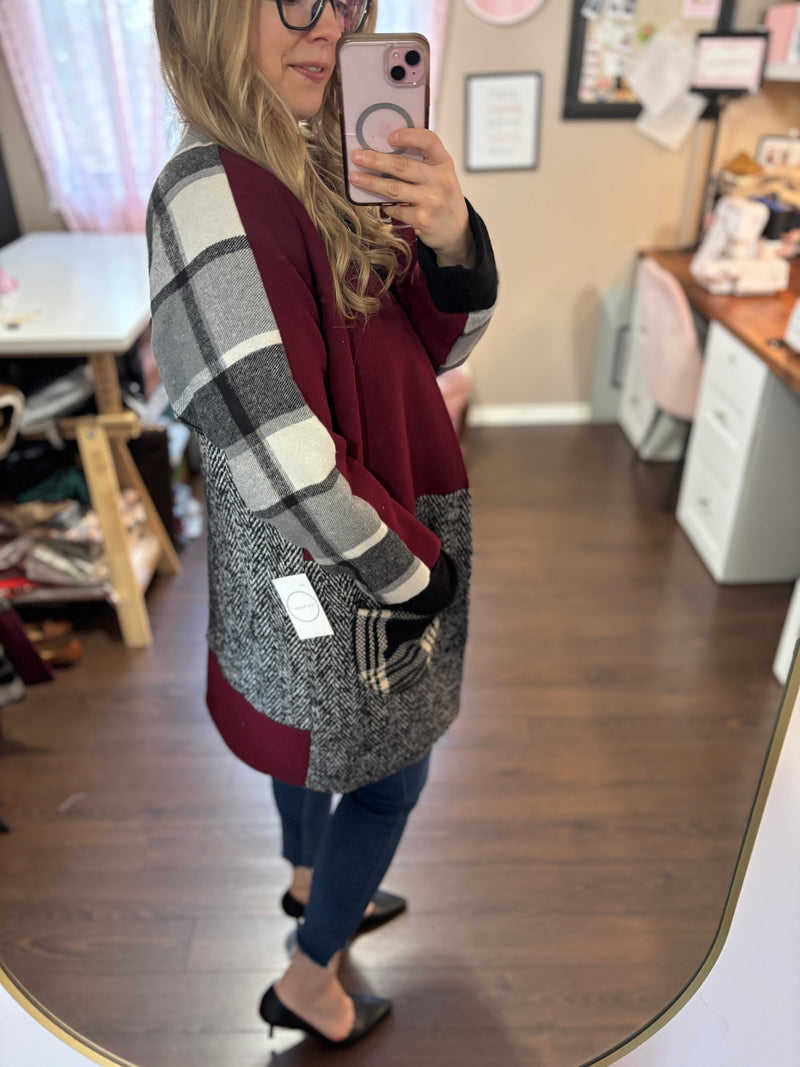 Mulled Wine- Patchwork Cardigan