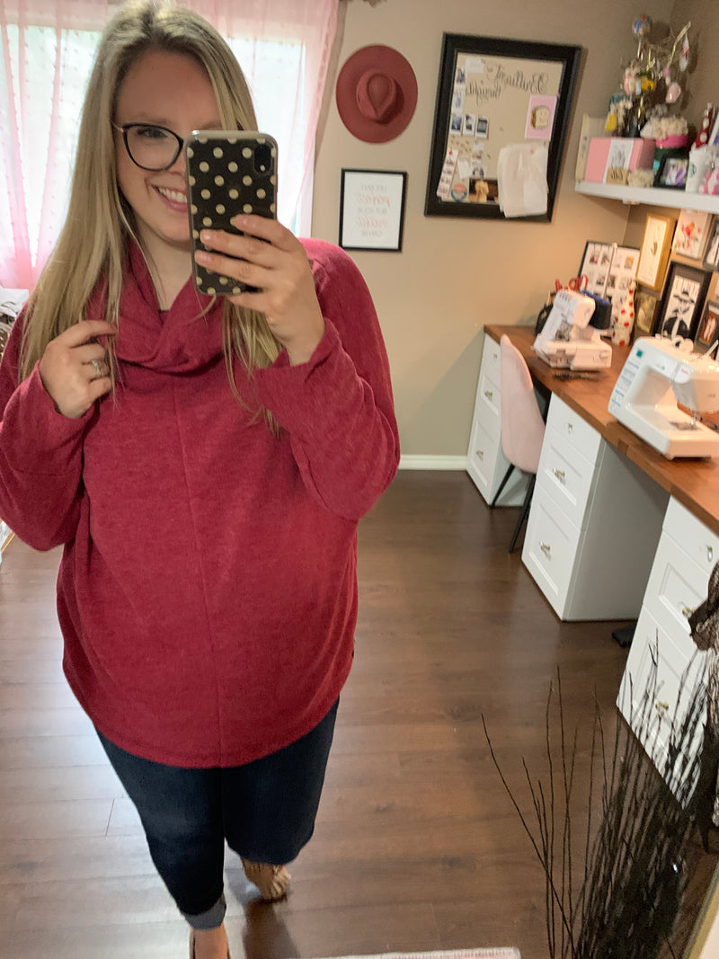 Paint the Town Pink - Cowl Neck Sweater