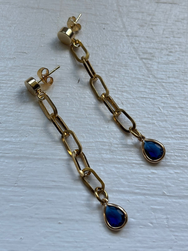 Gold & Navy Long Earrings – Fancy Earrings