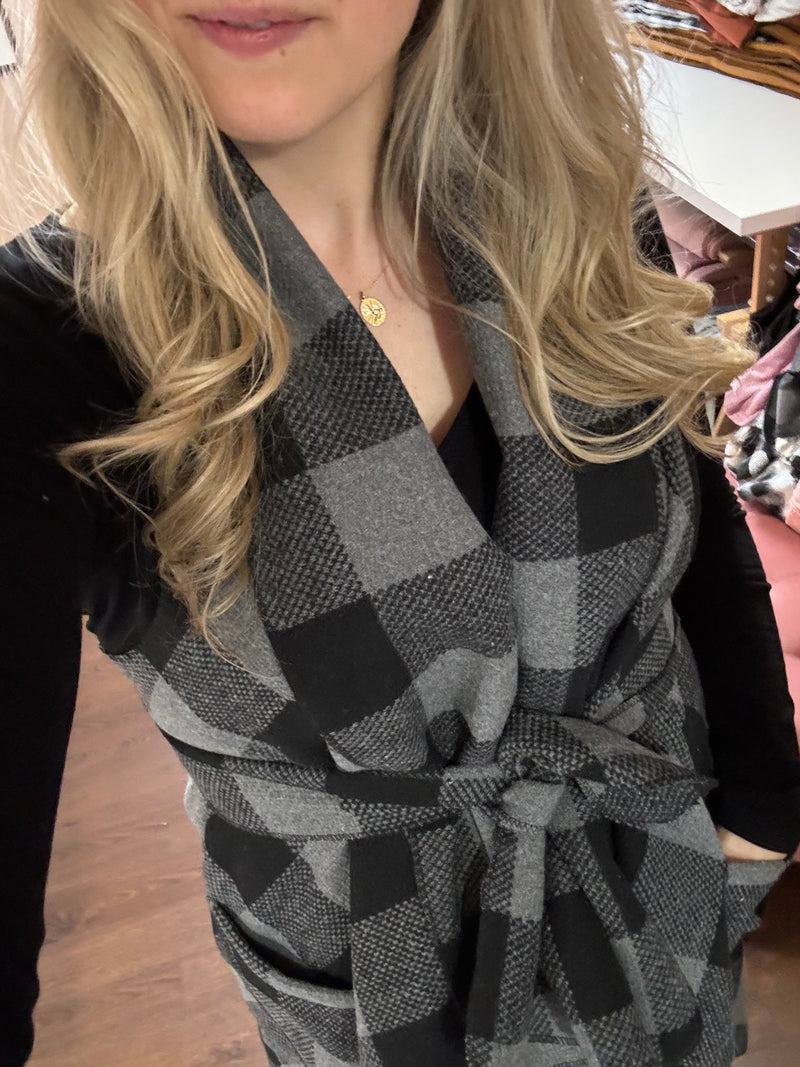 Grey/Black Buffalo Plaid - Downtown Vest