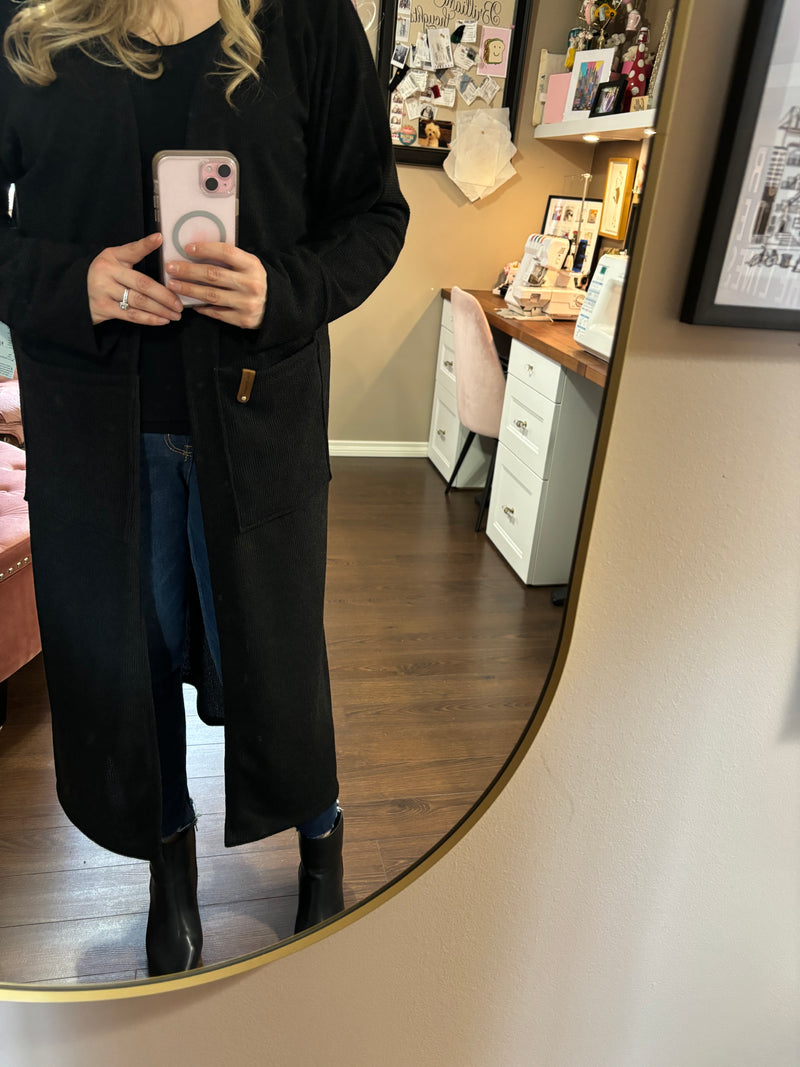 BLACK RIB- DUSTER Cardigan