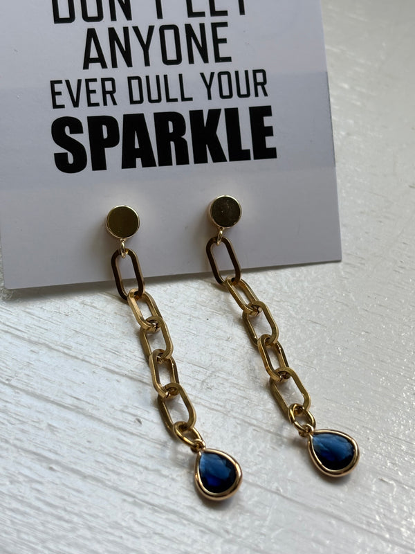 Gold & Navy Long Earrings – Fancy Earrings