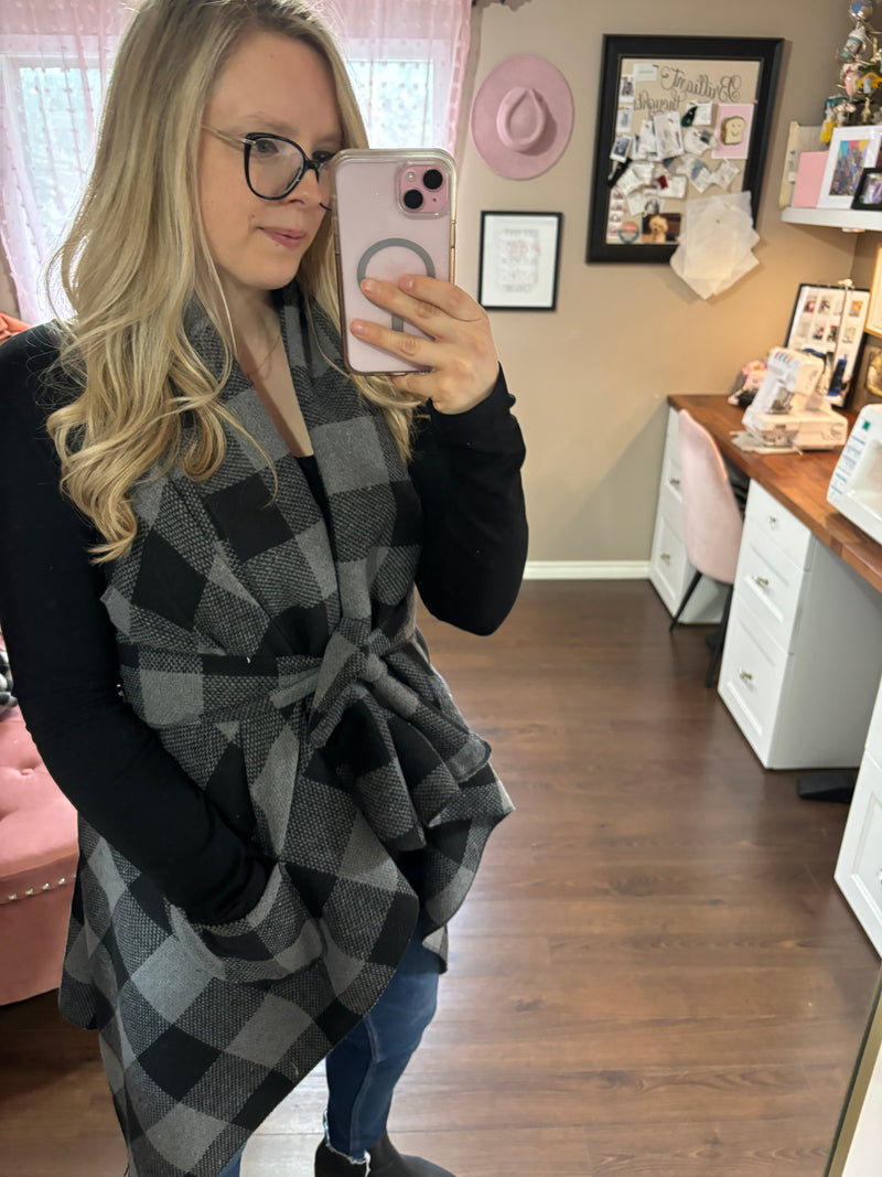 Grey/Black Buffalo Plaid - Downtown Vest