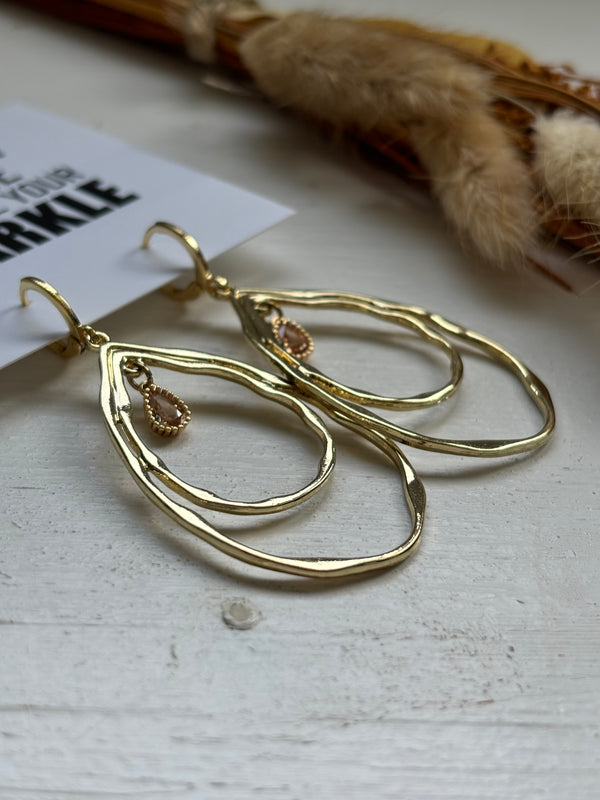 Drama- Gold Plated Lever Back Dangly Earrings- Fancy Earrings