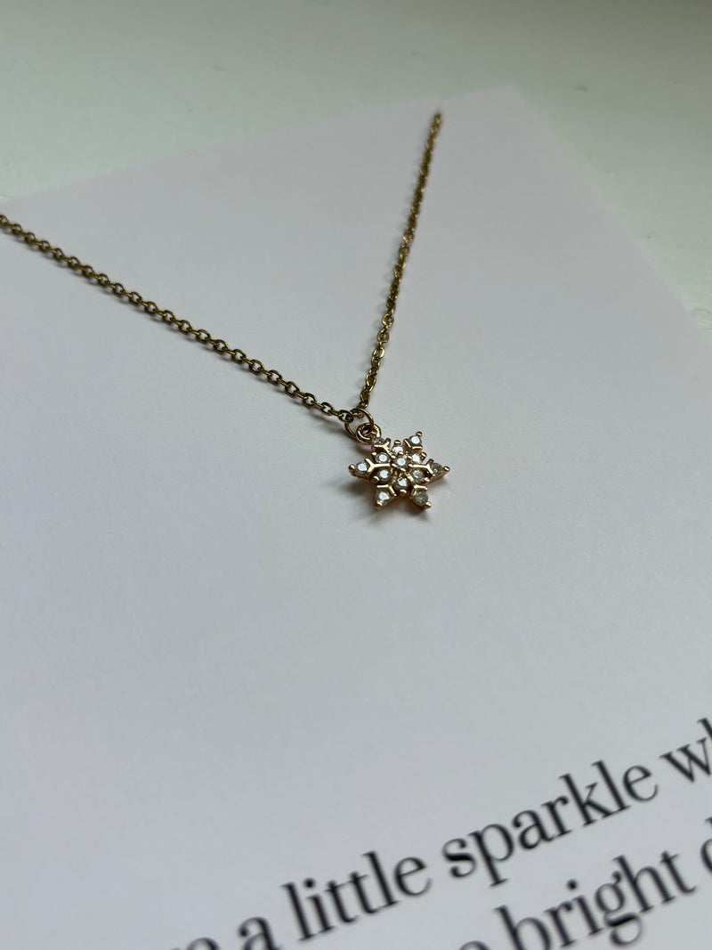 Mini Snowflake -  Charm Necklace