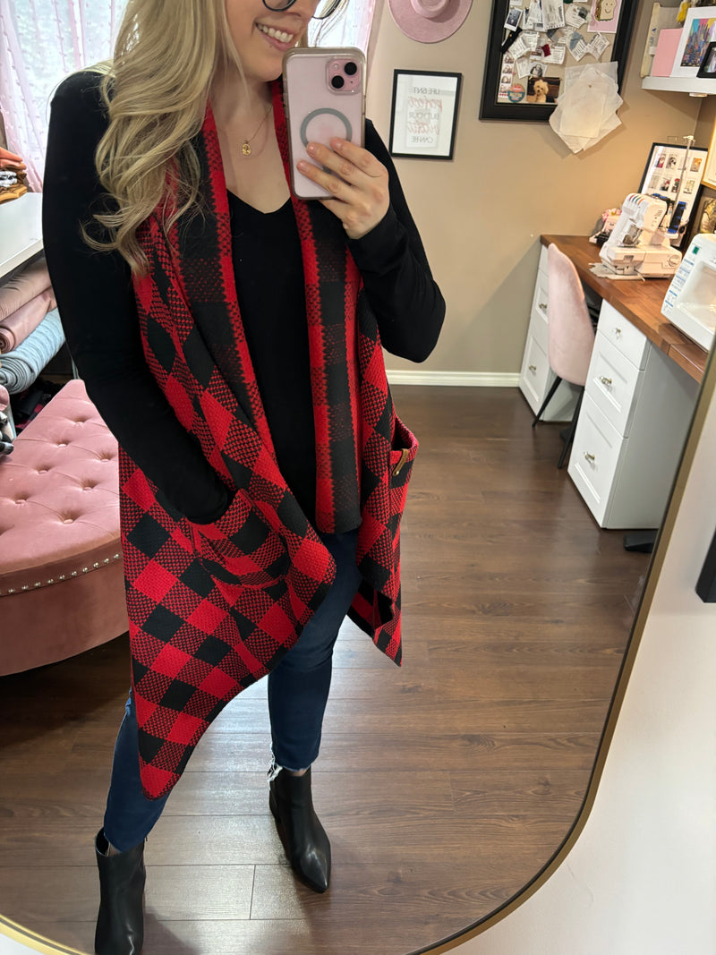 Red/Black Buffalo Plaid - Downtown Vest