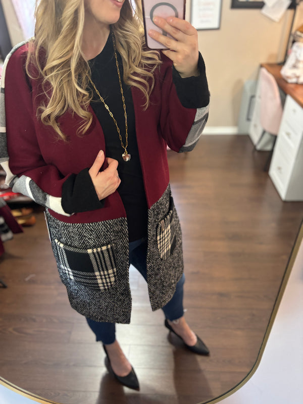 Mulled Wine- Patchwork Cardigan