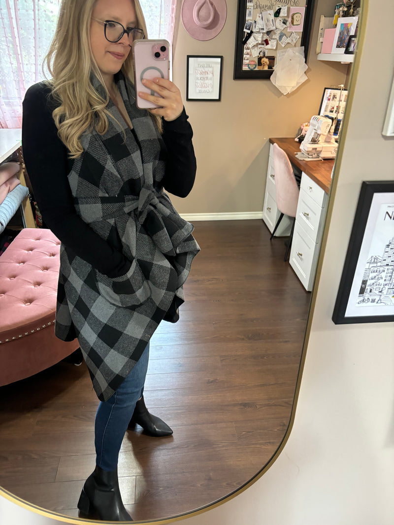 Grey/Black Buffalo Plaid - Downtown Vest