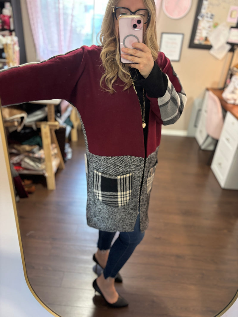 Mulled Wine- Patchwork Cardigan