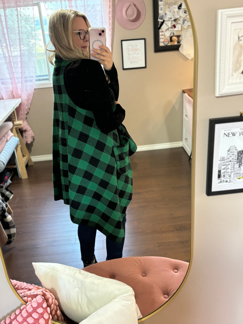 Green/Black Buffalo Plaid - Downtown Vest