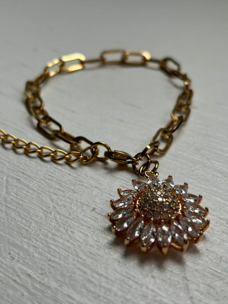 Sunflower- Stainless Steel Paperclip Chain Bracelet