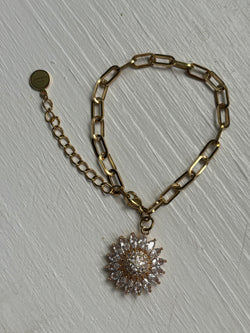 Sunflower- Stainless Steel Paperclip Chain Bracelet