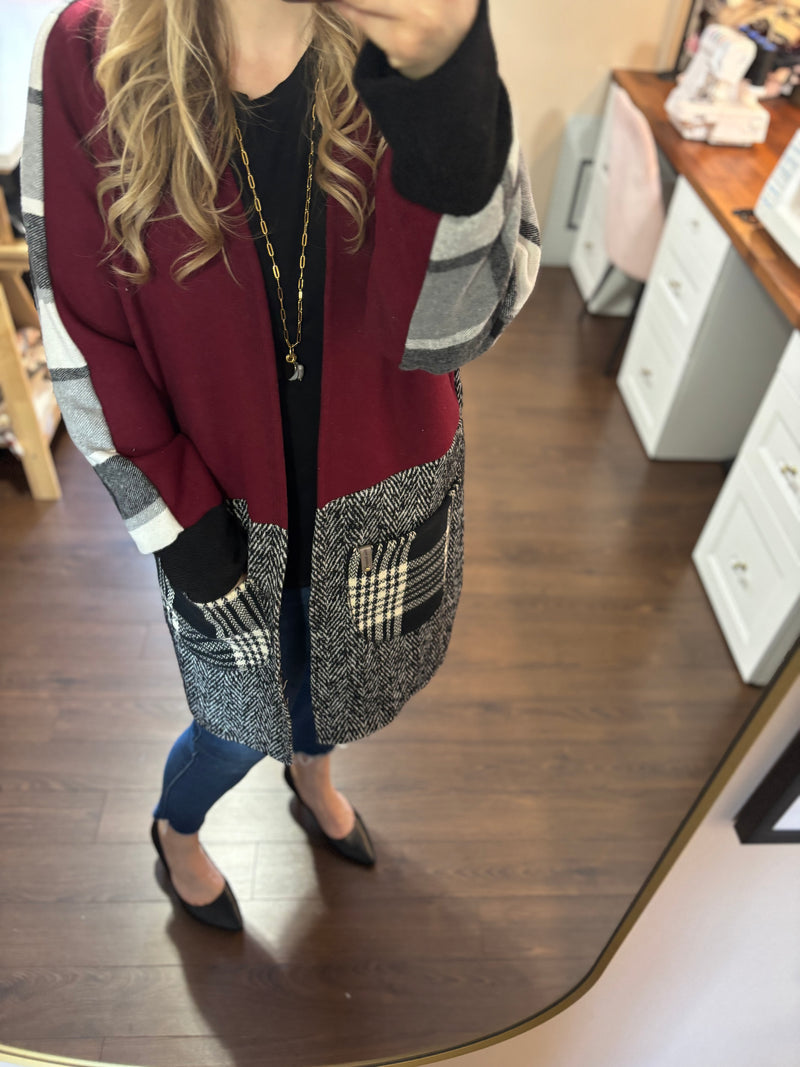 Mulled Wine- Patchwork Cardigan