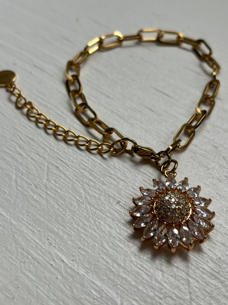 Sunflower- Stainless Steel Paperclip Chain Bracelet