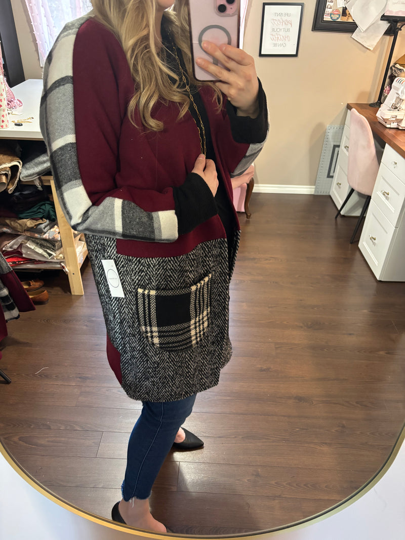 Mulled Wine- Patchwork Cardigan