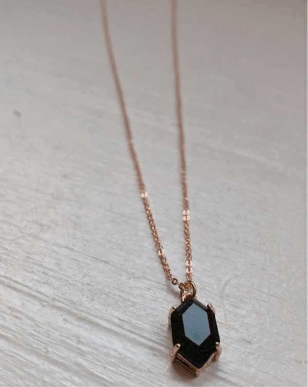 Calm Black Onyx Gold Plated Charm Necklace