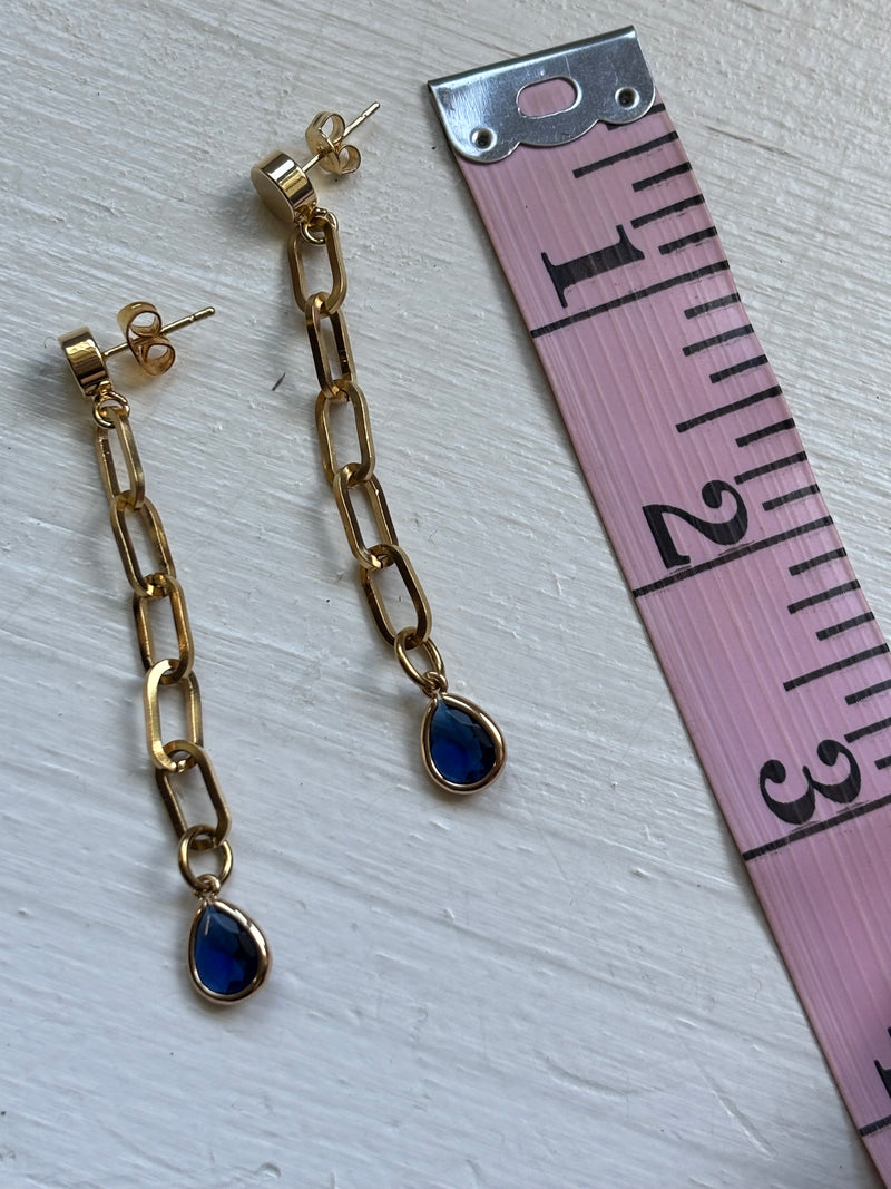 Gold & Navy Long Earrings – Fancy Earrings