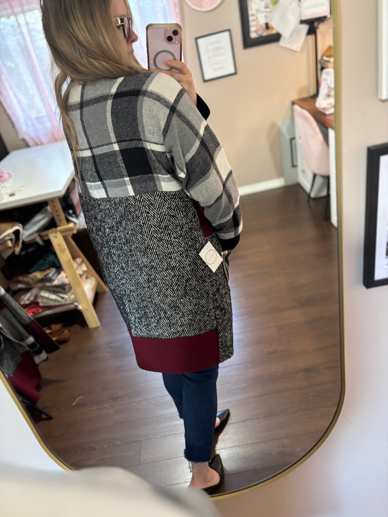 Mulled Wine- Patchwork Cardigan