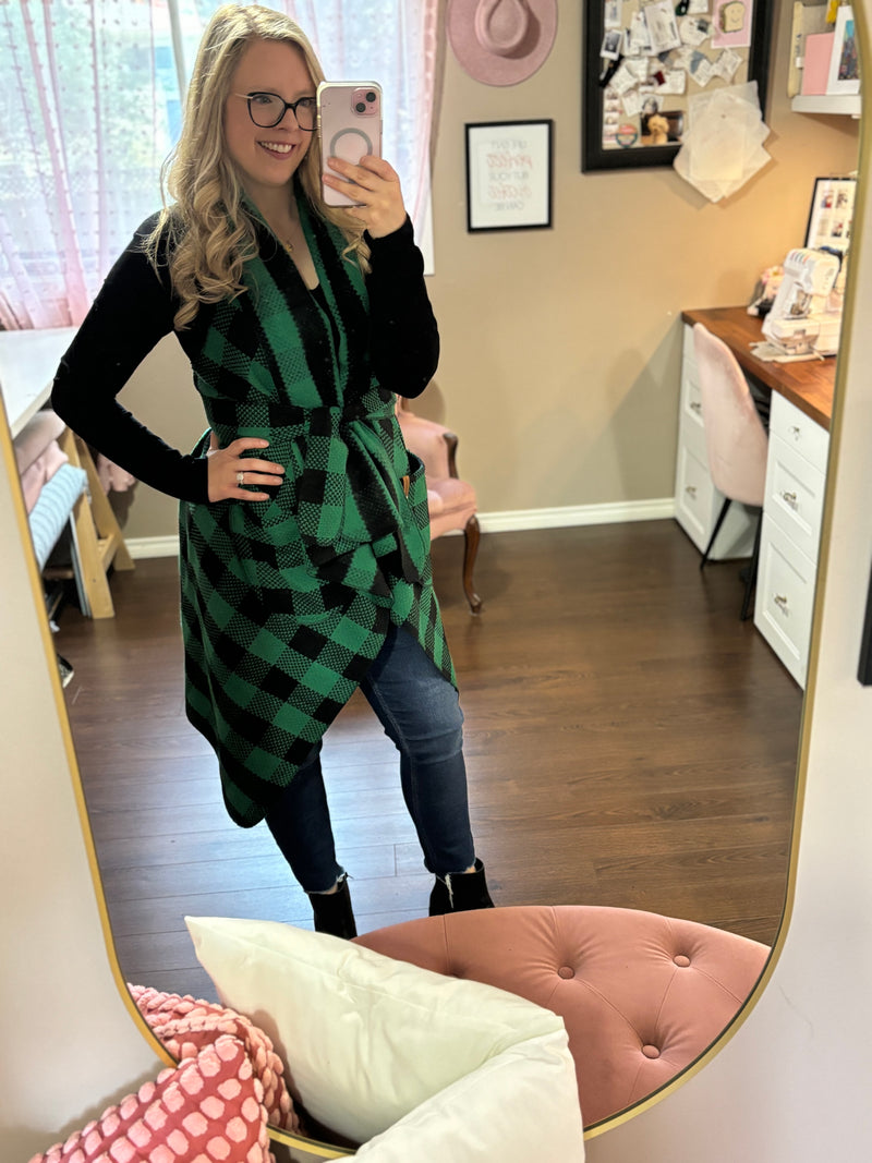 Green/Black Buffalo Plaid - Downtown Vest