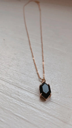 Calm Black Onyx Gold Plated Charm Necklace