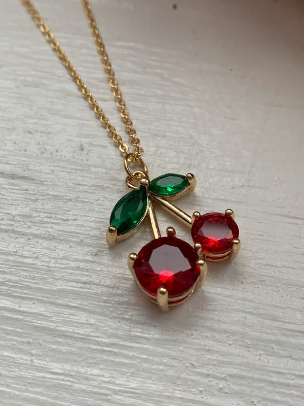 Cherry on Top Gold Plated Charm Necklace