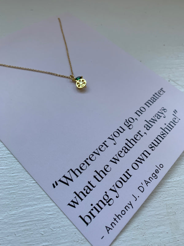 Crystal Lemon Gold Plated Charm Necklace 