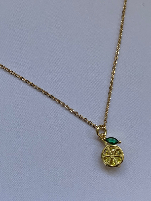 Crystal Lemon Gold Plated Charm Necklace 
