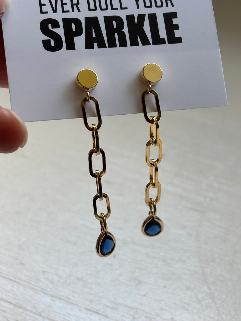 Gold & Navy Long Earrings – Fancy Earrings