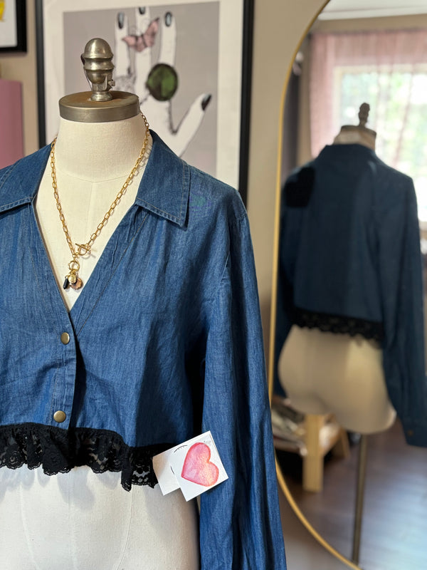 Cropped Jean Snap Top- Reimagined Collection & Heartfelt Collection