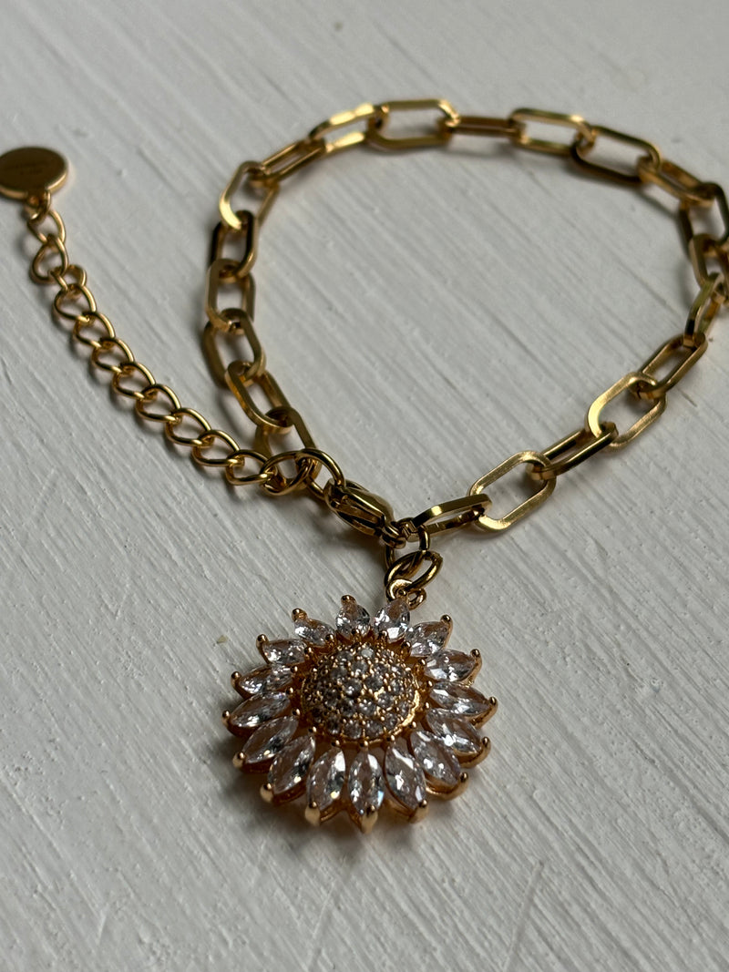 Sunflower- Stainless Steel Paperclip Chain Bracelet