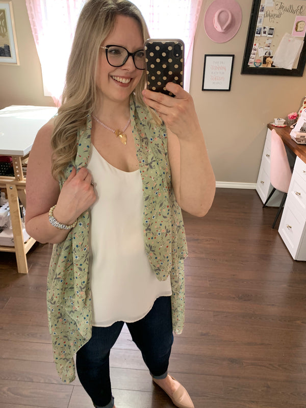 Green Dainty Floral - Light Downtown Vest