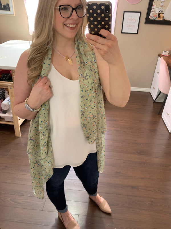 Green Dainty Floral - Light Downtown Vest