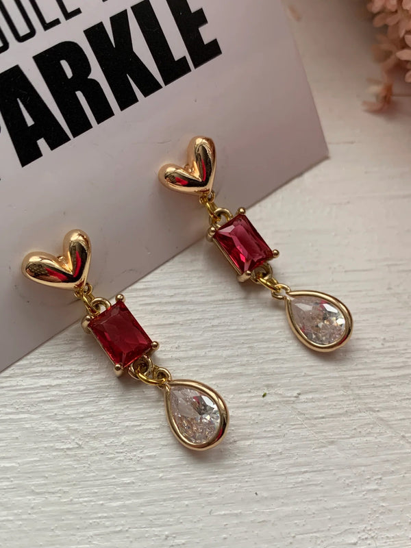 Fancy Free Gold Plated Stud Dangly Earrings- Fancy Earrings
