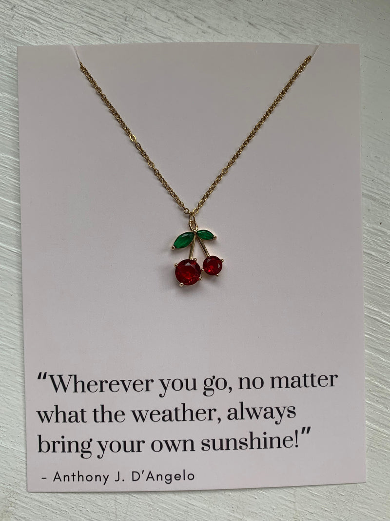 Cherry on Top Gold Plated Charm Necklace
