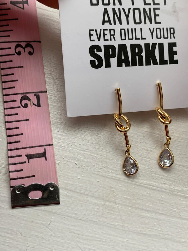 Knotty Gold Plated Stud Dangly Earrings- Fancy Earrings