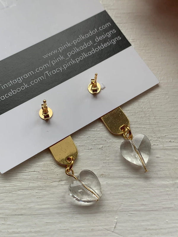 Love Gold Plated Stud Dangly Earrings- Fancy Earrings