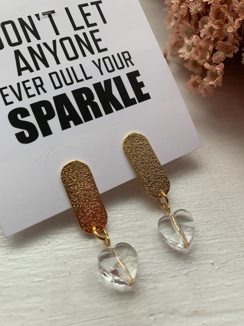 Love Gold Plated Stud Dangly Earrings- Fancy Earrings