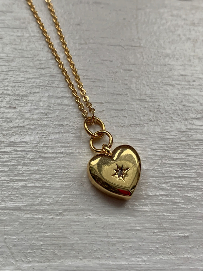 Love Story Gold Plated Heart Charm Necklace