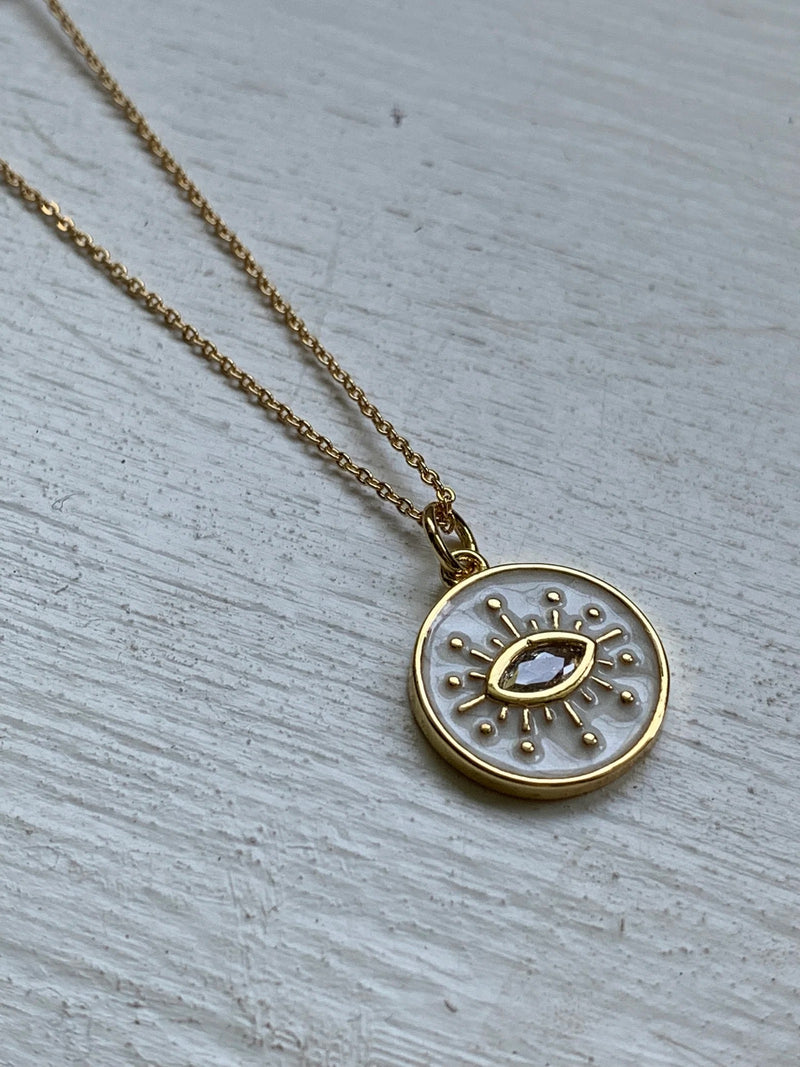 Luxe Evil Eye Gold Plated Charm Necklace