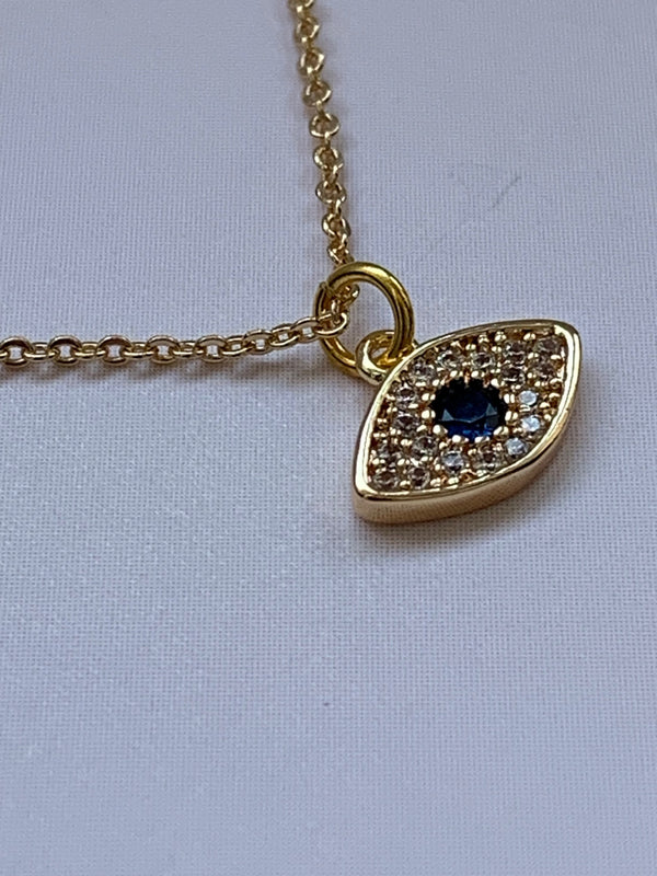 Mini Evil Eye Gold Plated Charm Necklace