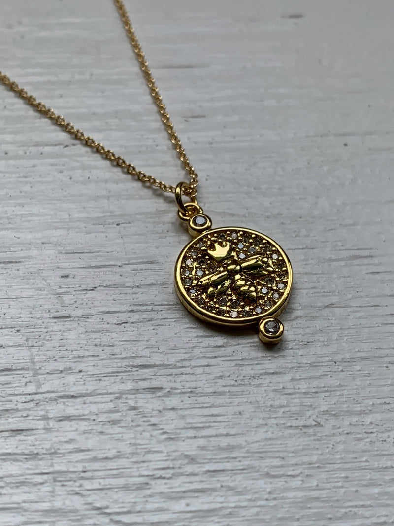 Queen Bee Gold Plated Charm Necklace