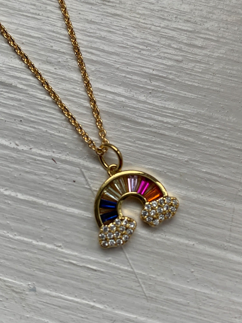 Rainbow Gold Plated Charm Necklace 