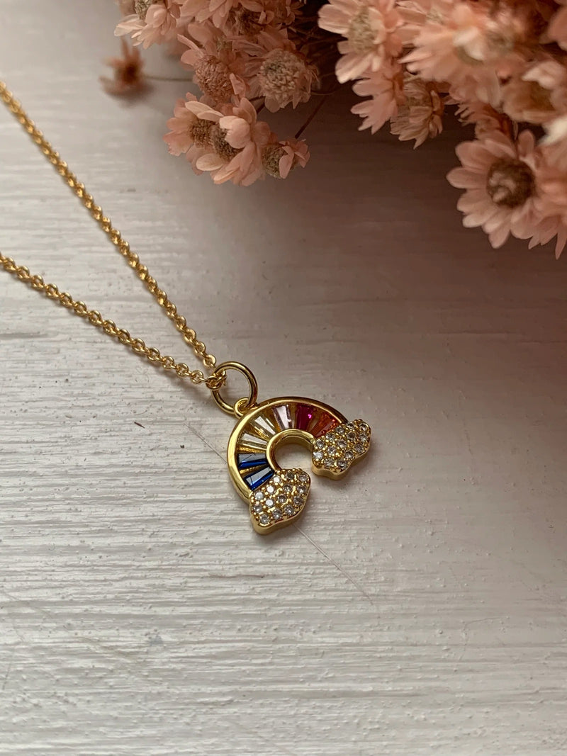 Rainbow Gold Plated Charm Necklace 