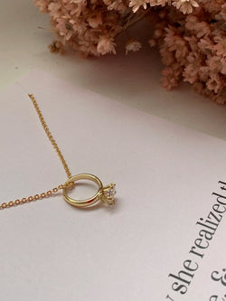 Ring on a String Ring Gold Plated Charm Necklace