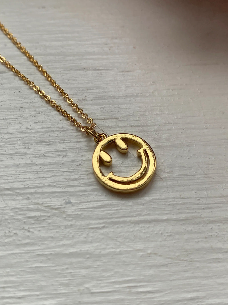 Smiley Face Gold Plated Charm Necklace