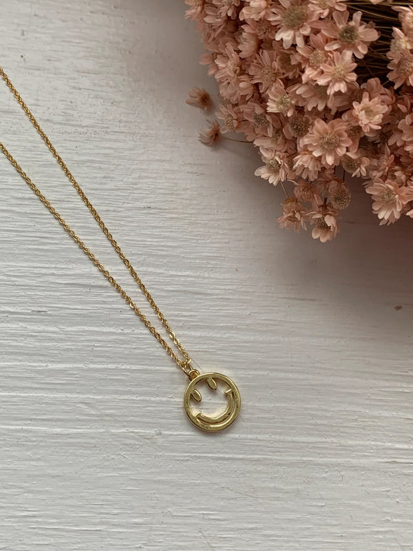 Smiley Face Gold Plated Charm Necklace