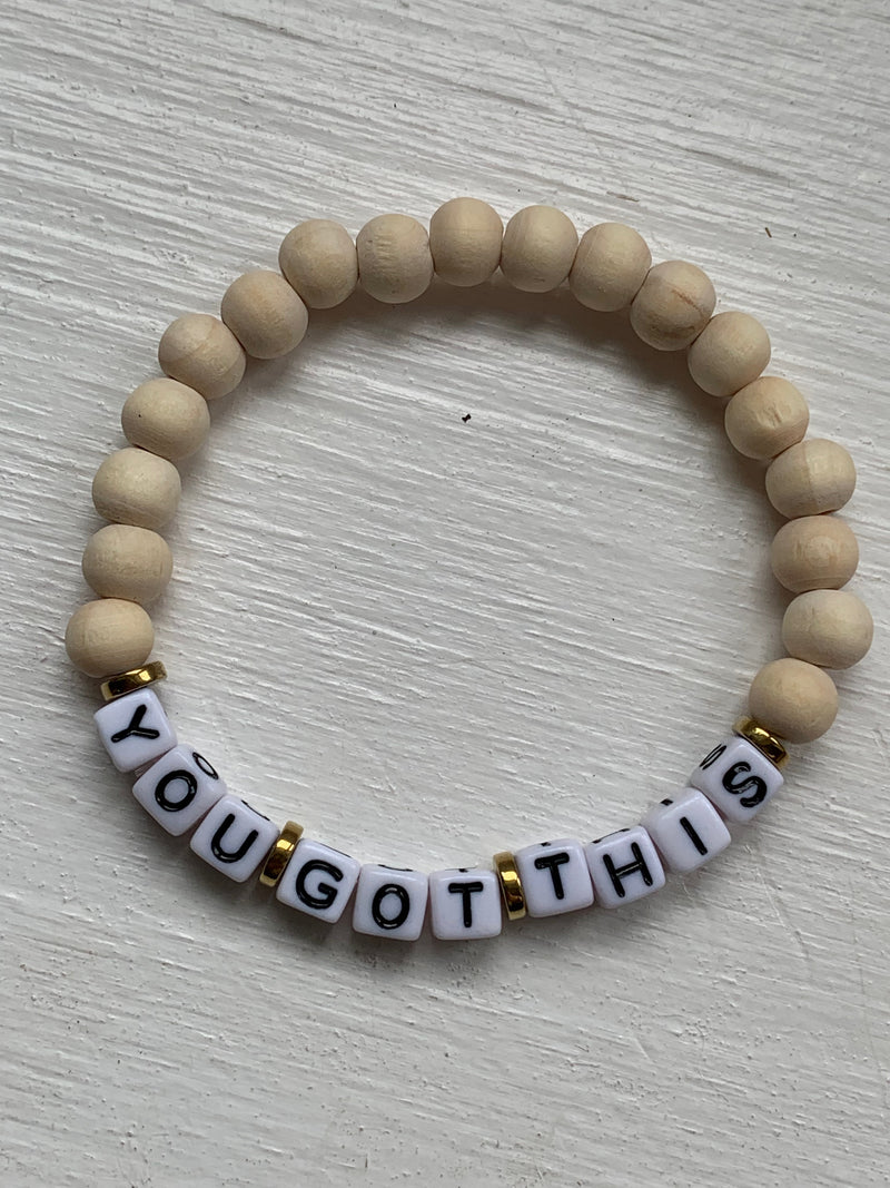 You Got This Natural Wood Beaded Bracelet